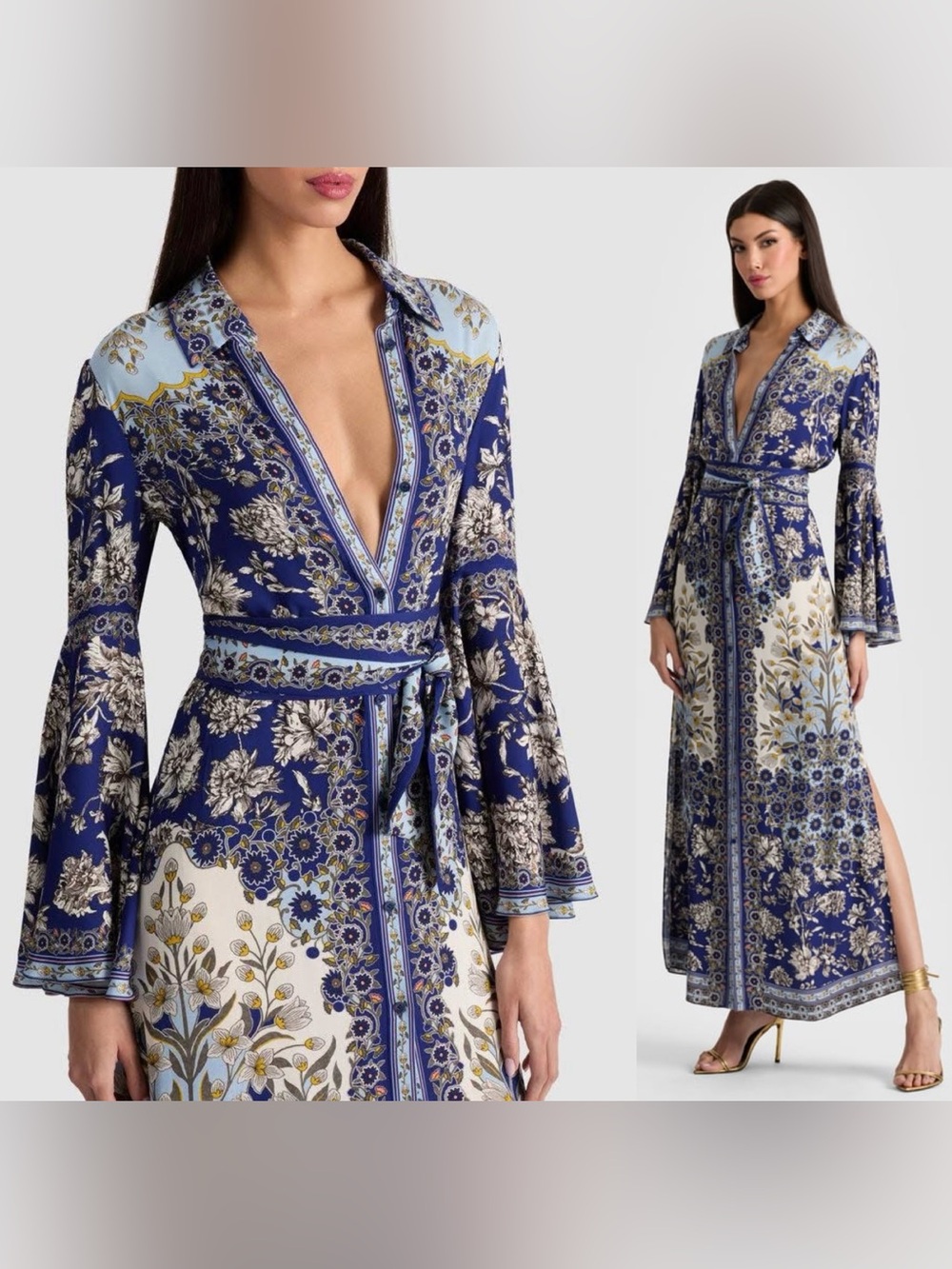 NWT Alice + Olivia Chassidy Bell Sleeve Maxi Dress. Size XS - Picture 4 of 17